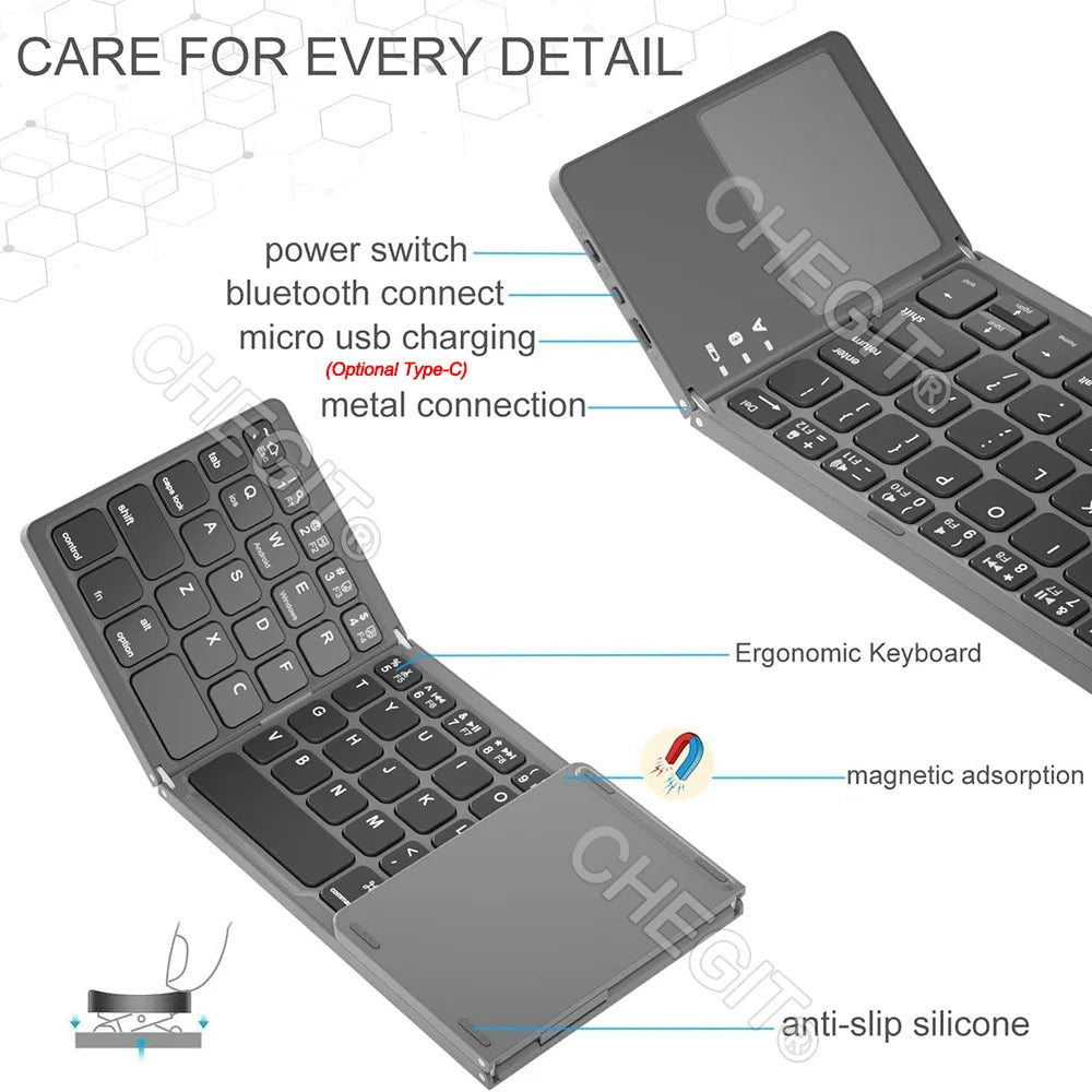Portable Wireless Keyboard with Touchpad