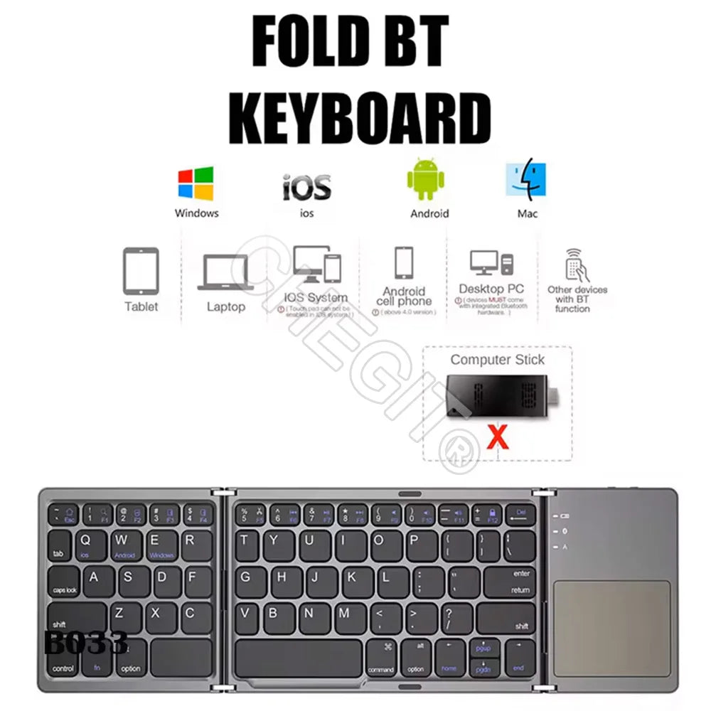 Portable Wireless Keyboard with Touchpad