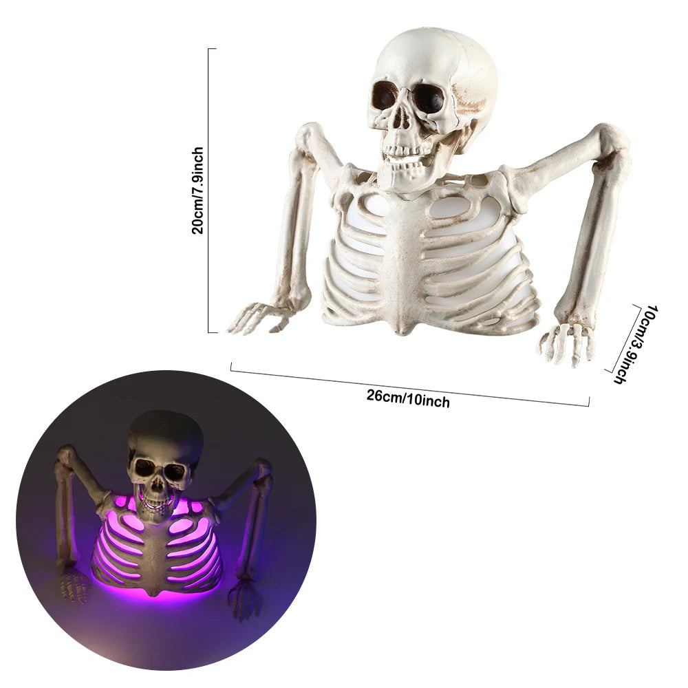 Haunted Cranium: Glowing Skeleton Skull for Outdoor Horror Décor