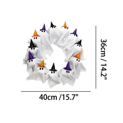 Glowing Spooky Ghost Halloween Wreath