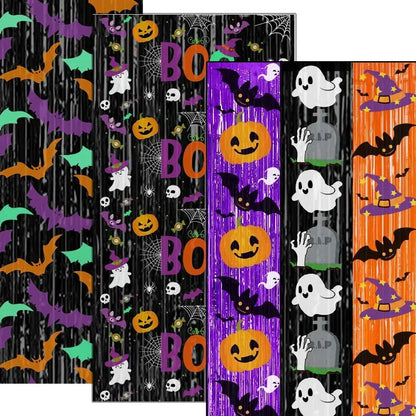 Boo & Bling Backdrop: 1x2M Halloween Party Curtain with Sparkly Decorations