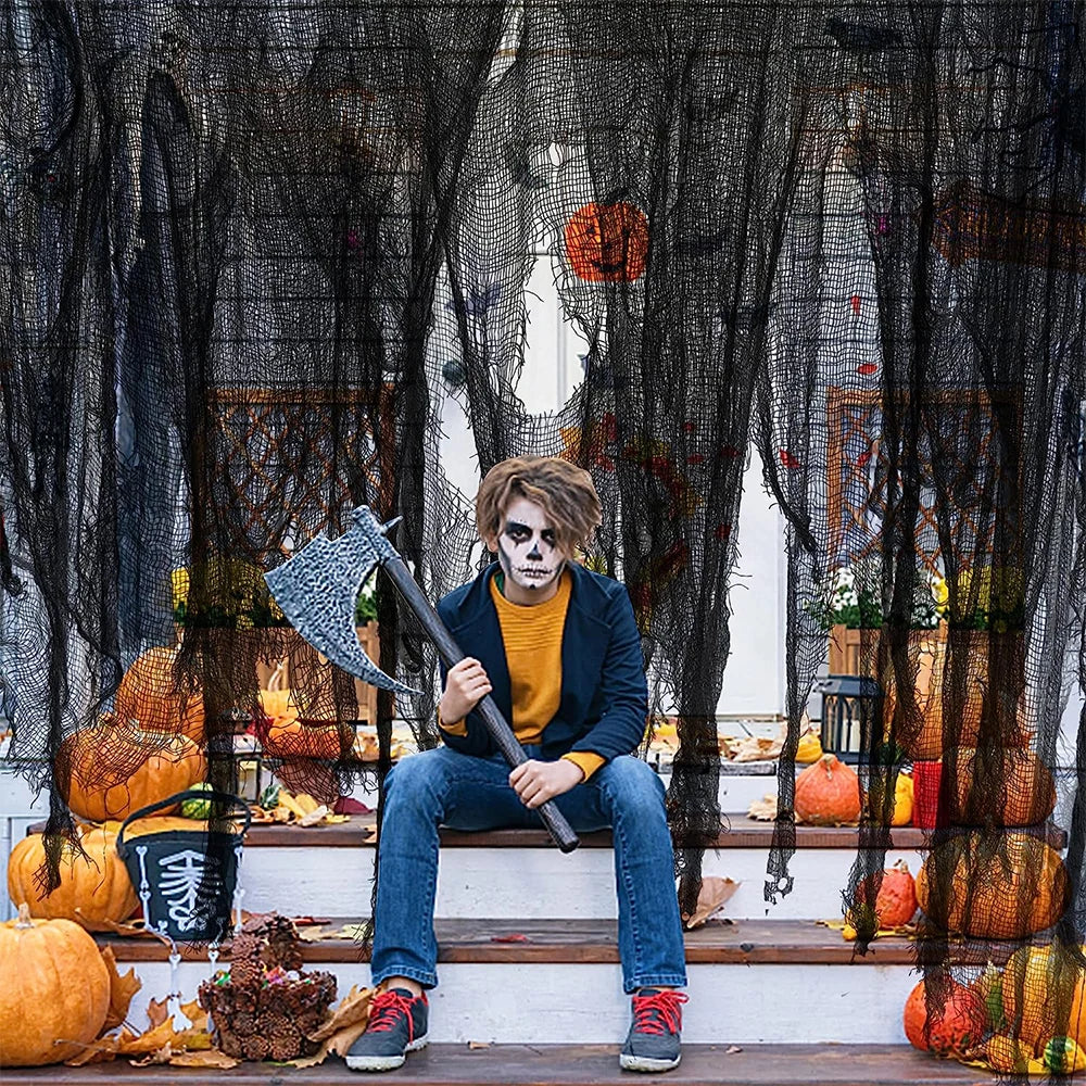 Haunted Drape: Creepy Halloween Gauze Cloth for Windows & Doors