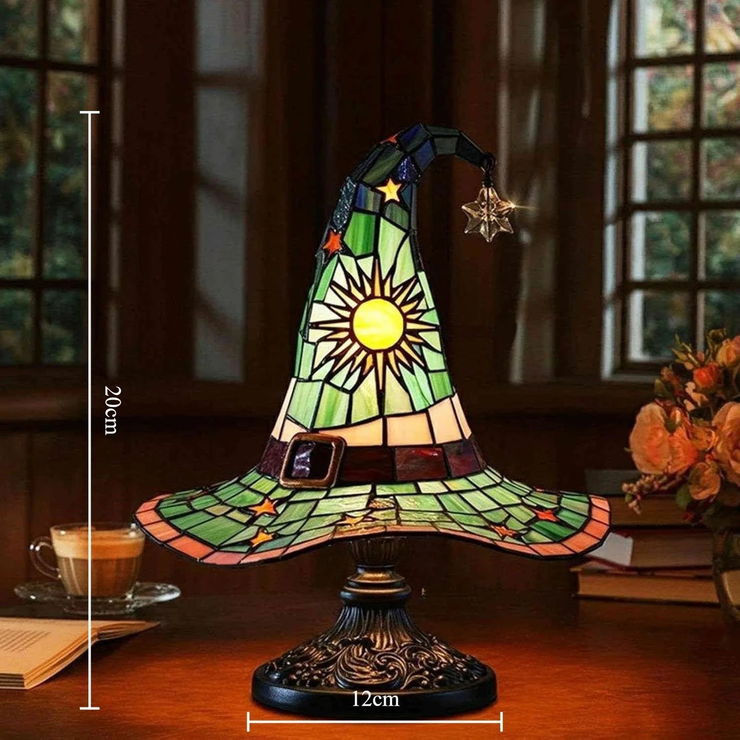 Stained Glass Witch Hat Table Lamp