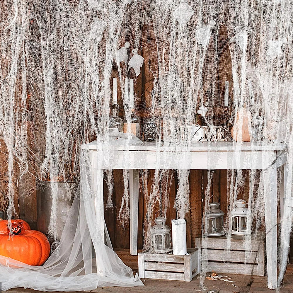 Haunted Drape: Creepy Halloween Gauze Cloth for Windows & Doors