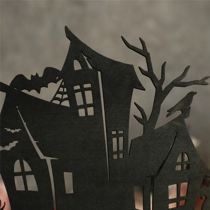 Spooky Silhouette House: Halloween Wooden Cutout for Desktop or Shelf Décor