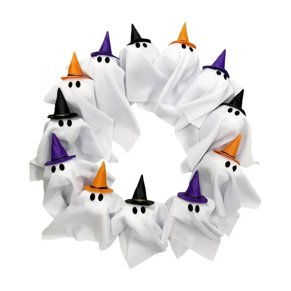 Glowing Spooky Ghost Halloween Wreath