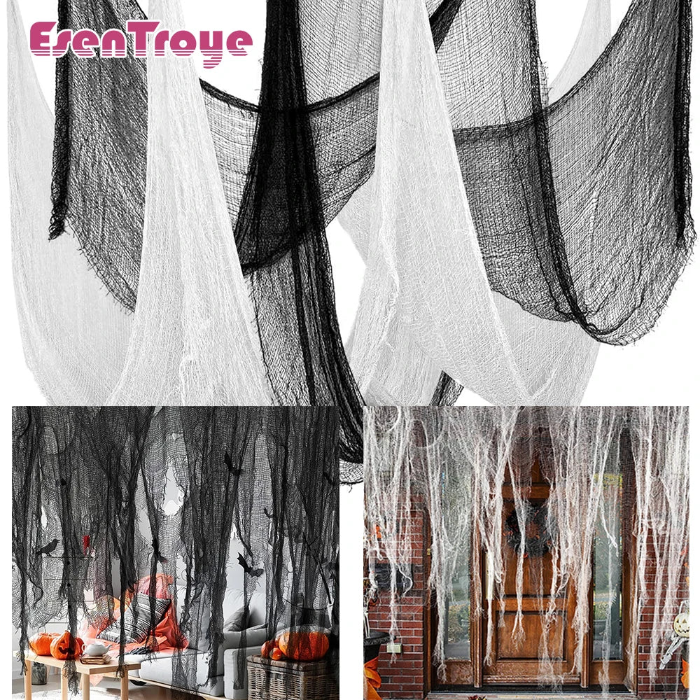 Haunted Drape: Creepy Halloween Gauze Cloth for Windows & Doors