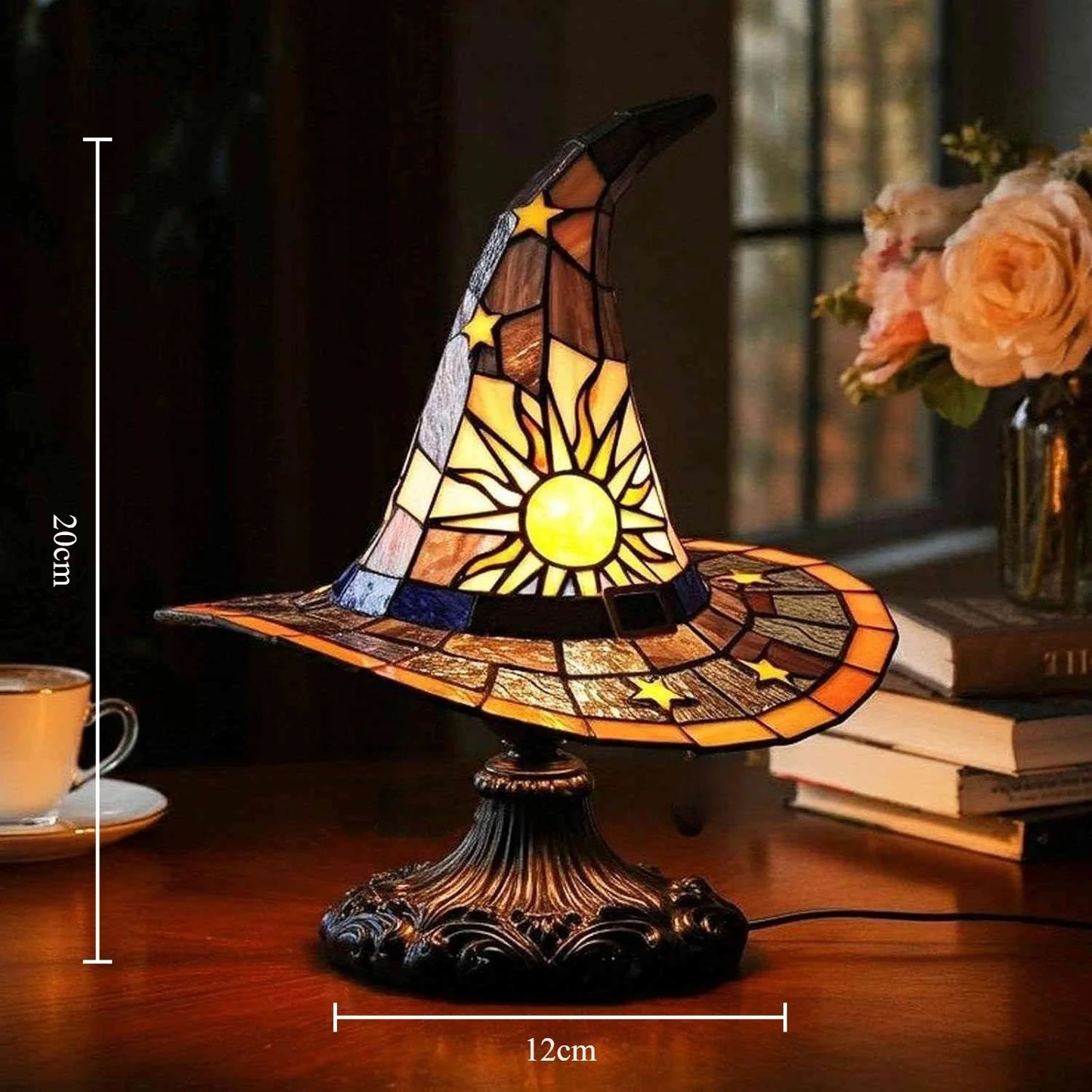 Stained Glass Witch Hat Table Lamp