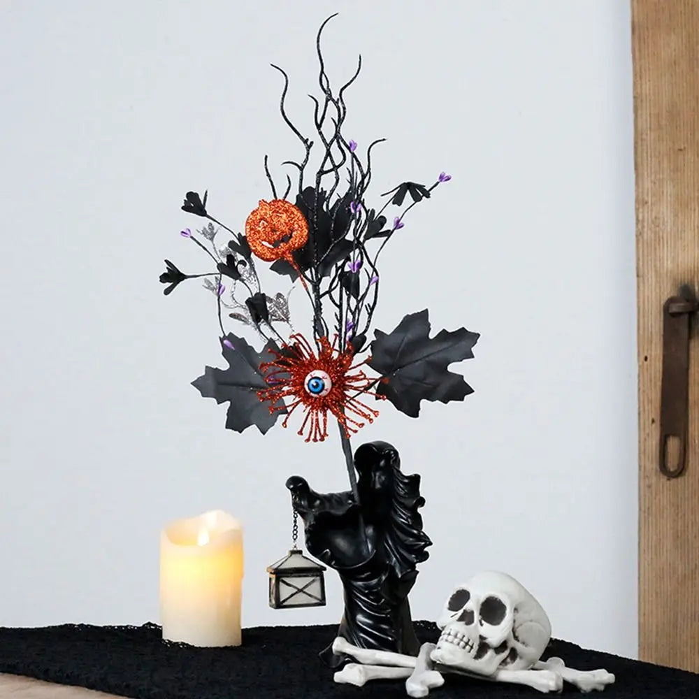 Midnight Harvest: Black Maple & Pumpkin Stems for DIY Halloween Décor