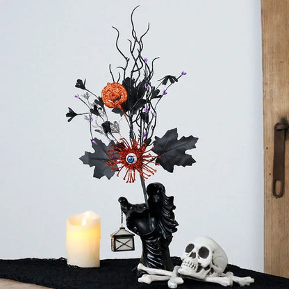 Midnight Harvest: Black Maple & Pumpkin Stems for DIY Halloween Décor