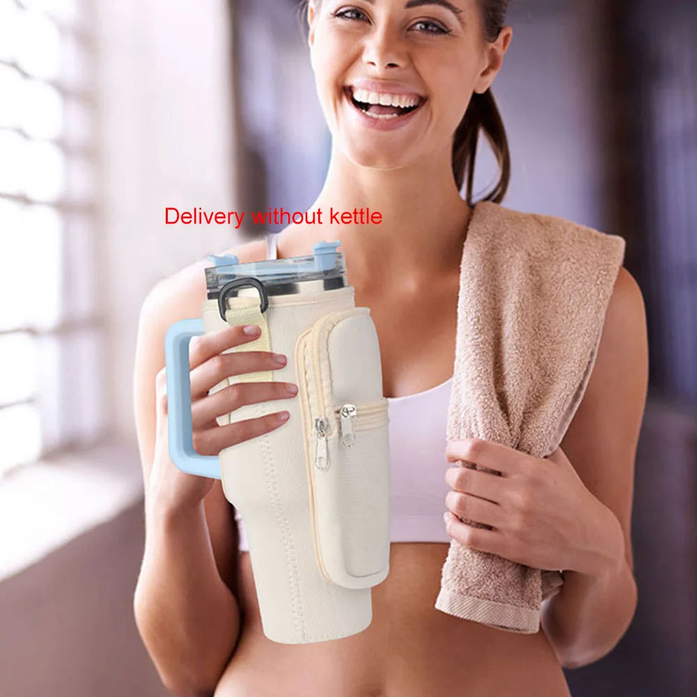 Insulated Water Bottle Sling with Mobile Pocket