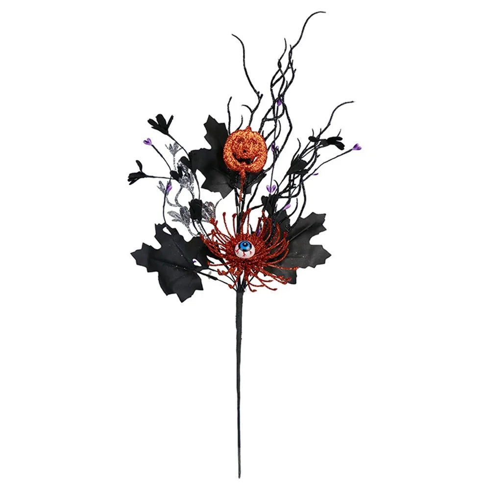 Midnight Harvest: Black Maple & Pumpkin Stems for DIY Halloween Décor