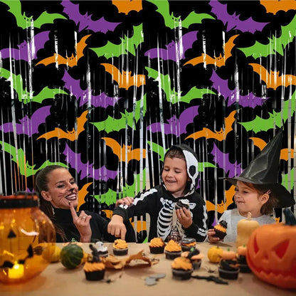 Boo & Bling Backdrop: 1x2M Halloween Party Curtain with Sparkly Decorations