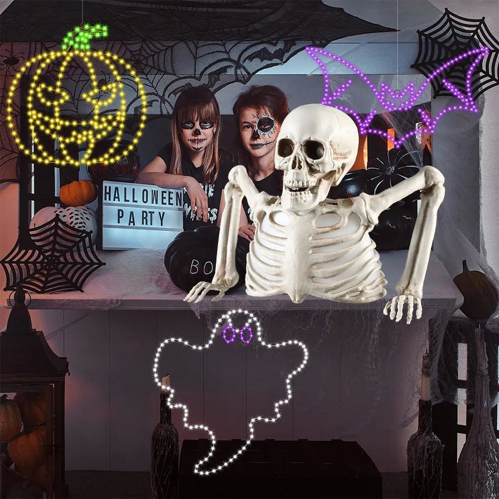 Haunted Cranium: Glowing Skeleton Skull for Outdoor Horror Décor
