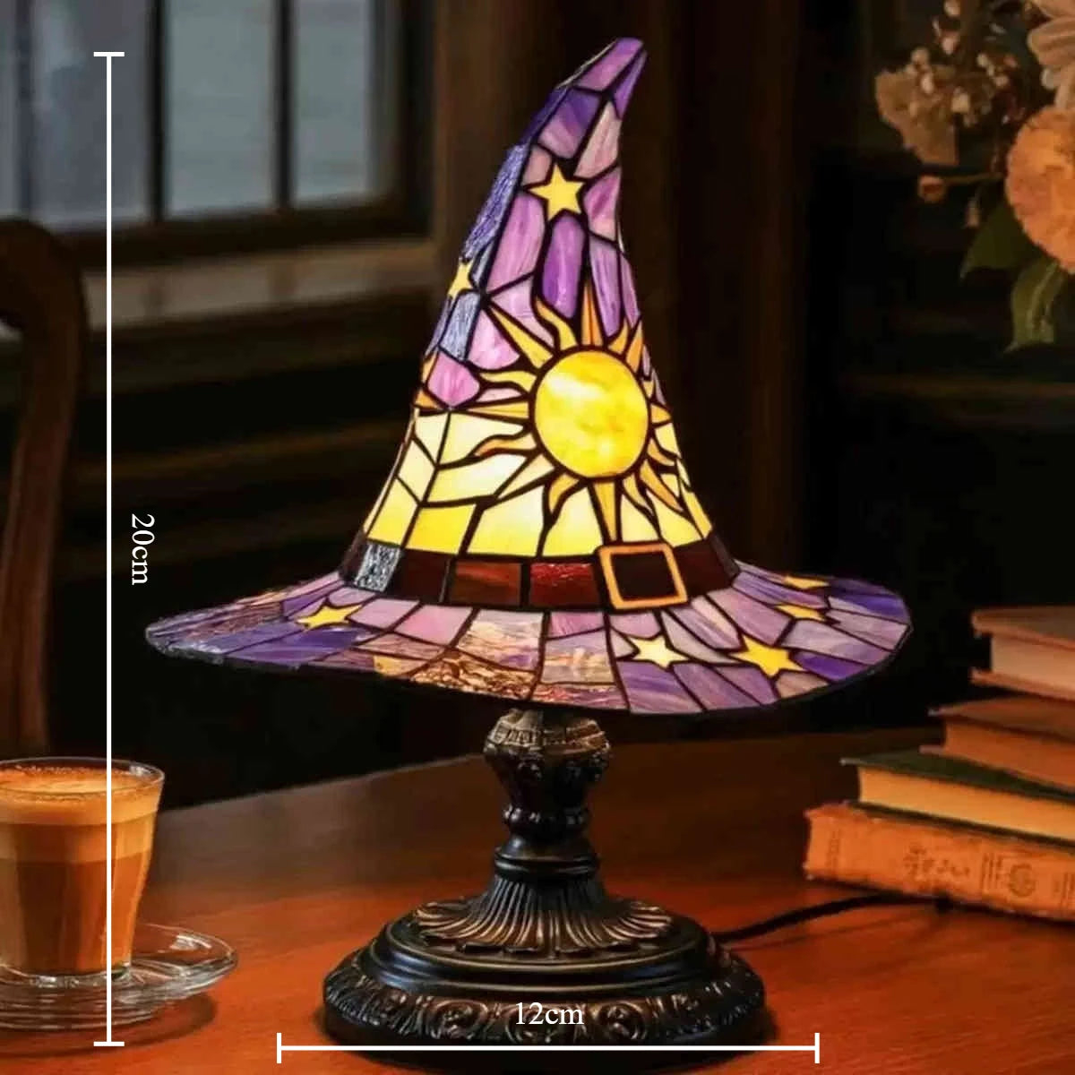 Stained Glass Witch Hat Table Lamp