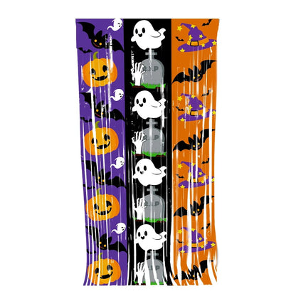 Boo & Bling Backdrop: 1x2M Halloween Party Curtain with Sparkly Decorations