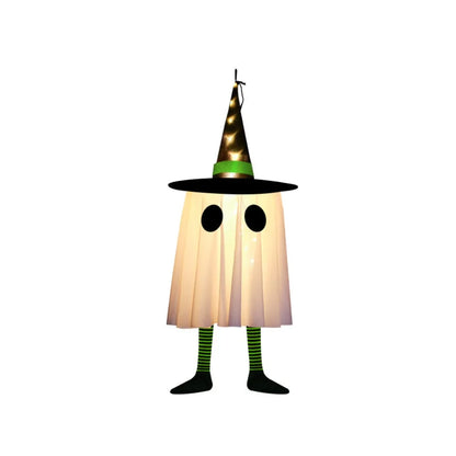 Floating Phantom Glow: Flashing Halloween Spectre Decoration with Witch Hat