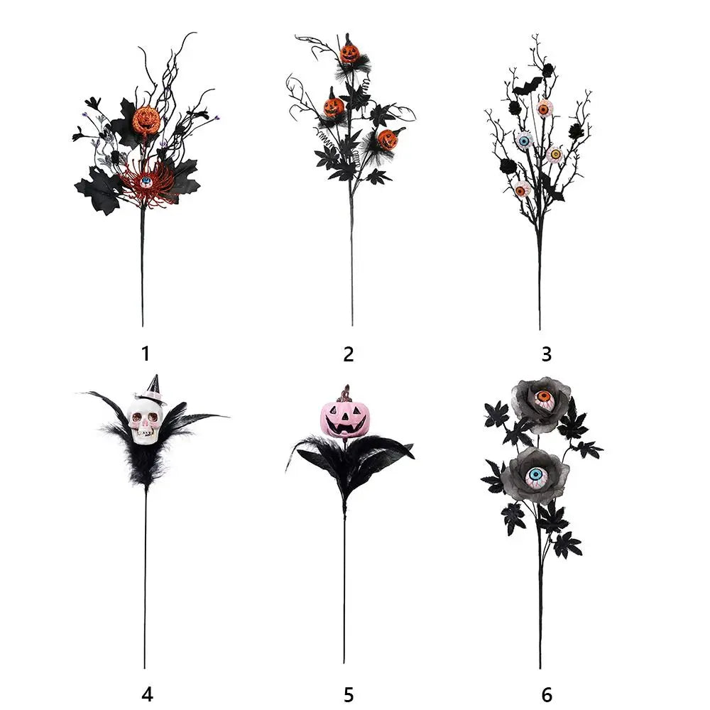 Midnight Harvest: Black Maple & Pumpkin Stems for DIY Halloween Décor