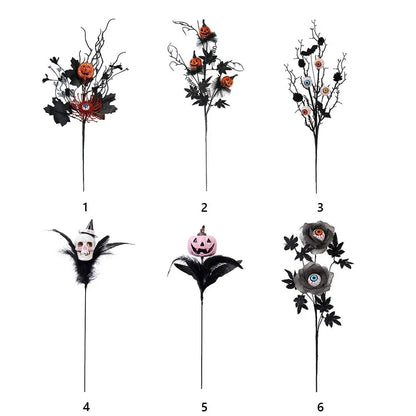 Midnight Harvest: Black Maple & Pumpkin Stems for DIY Halloween Décor