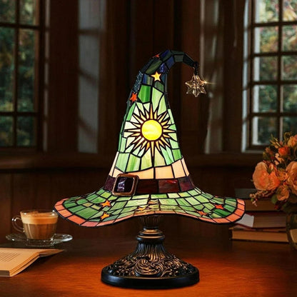 Stained Glass Witch Hat Table Lamp