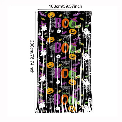 Boo & Bling Backdrop: 1x2M Halloween Party Curtain with Sparkly Decorations